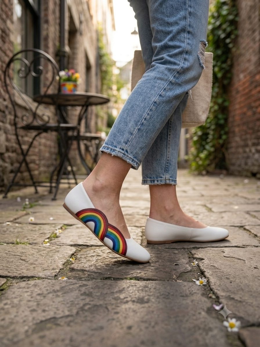 Ava Lougheed shoe, worn on cobblestones